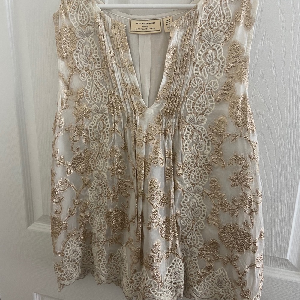 Intricate Sleeveless Anthro Blouse